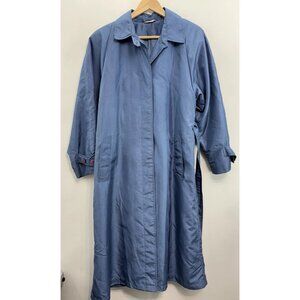 VTG Forecaster of Boston Long Trench Coat Overcoat Lightweight Blue Womens 14